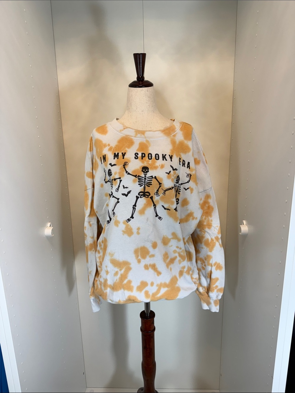 Mighty Fine Cream Sweatshirt with Soft Orange Tie-Dye